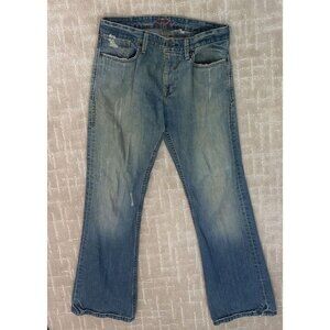 Levi's 527 Boot Cut Jeans Mens 32x32 Light Wash Distressed Red Patch Premium